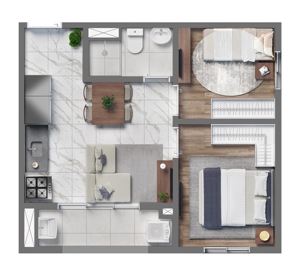 Planta 07 - 2 dorm 38,06m