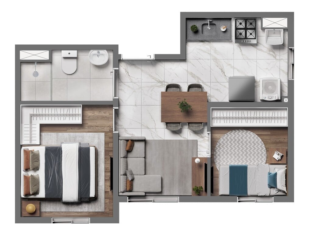 Planta 03 - 2 dorm 32,56m