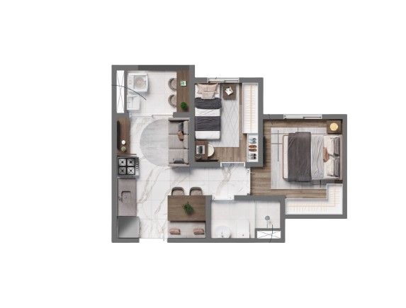 Planta 01 - 2 dorm 34,37m
