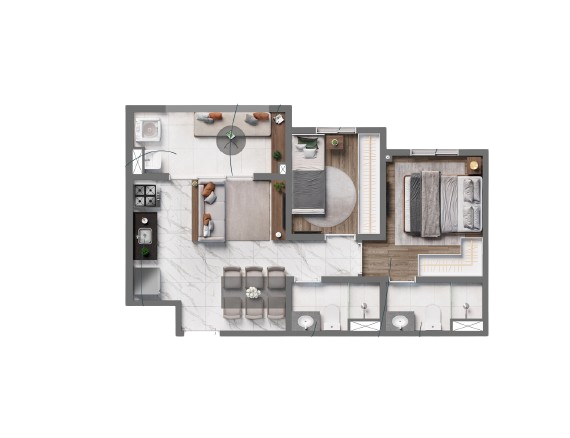 Planta 04 - 2 dorm 45,56m