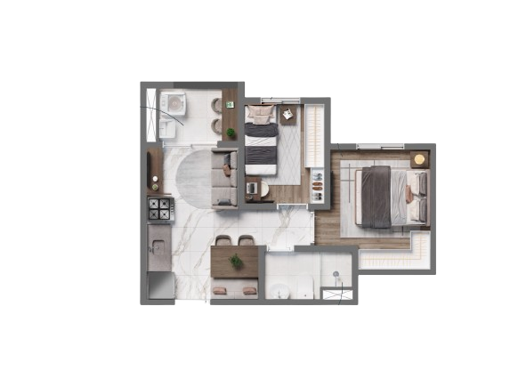 Planta 01 - 2 dorm 34,37m