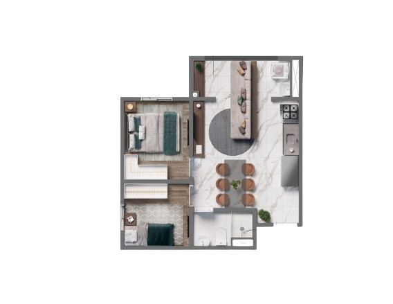 Planta 02 - 2 dorm 41,91m