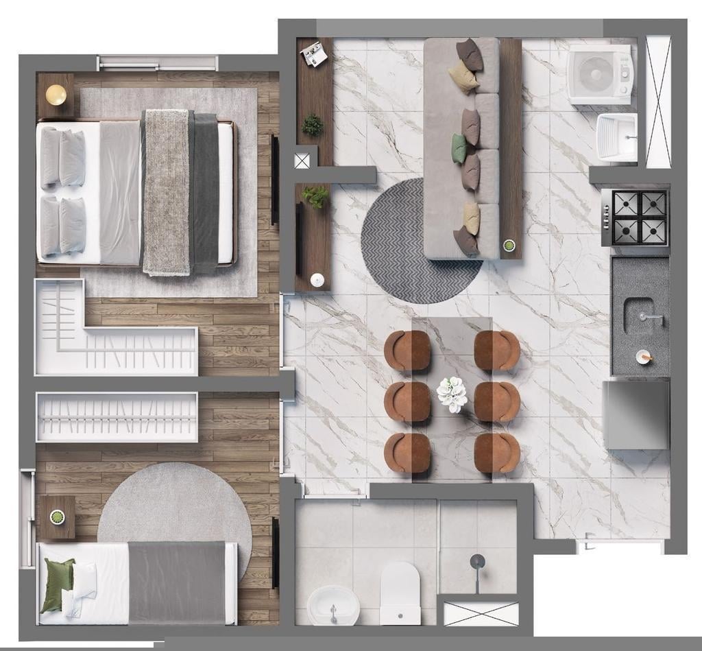 Planta 04 - 2 dorm 36,71m