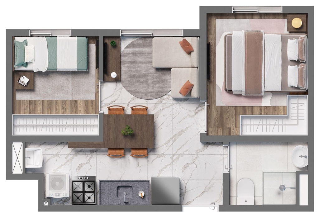 Planta 02 - 2 dorm 31,43m