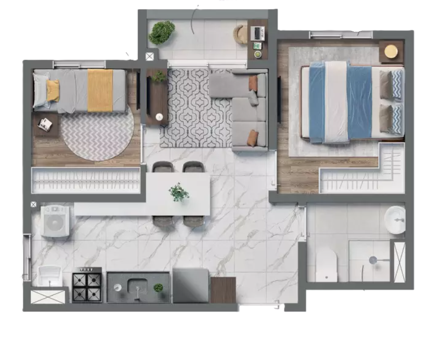 Planta 06 - 2 dorm 36m