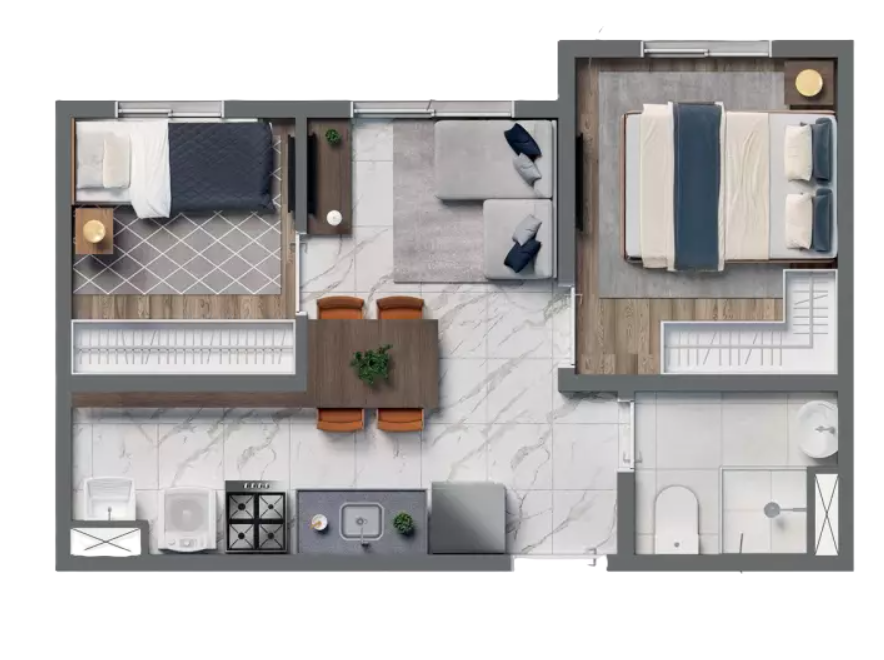 Planta 03 - 2 dorm 32m