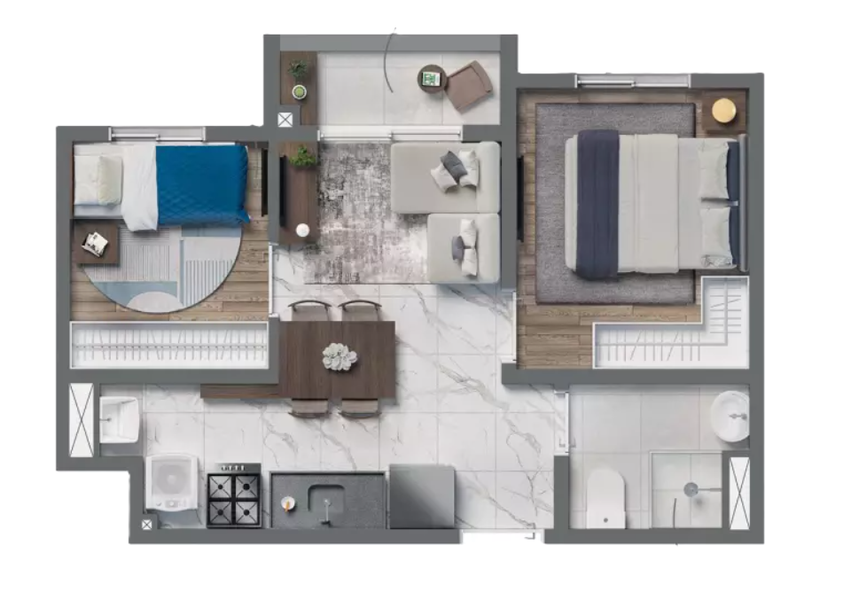 Planta 04 - 2 dorm 33m