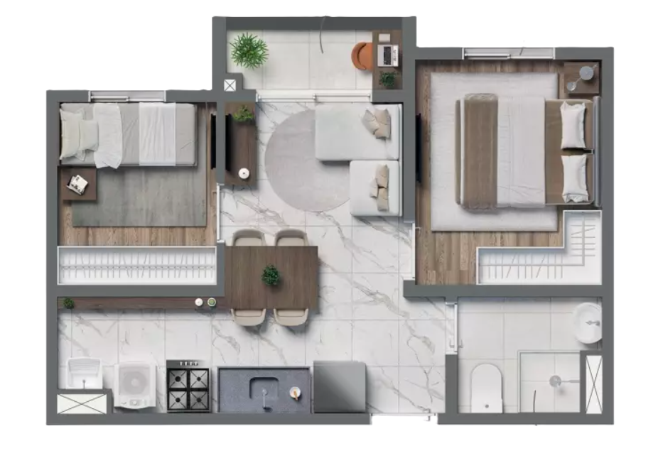 Planta 05 - 2 dorm 34m