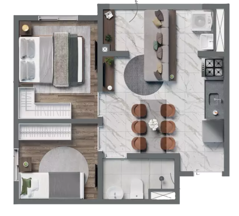 Planta 07 - 2 dorm 36m