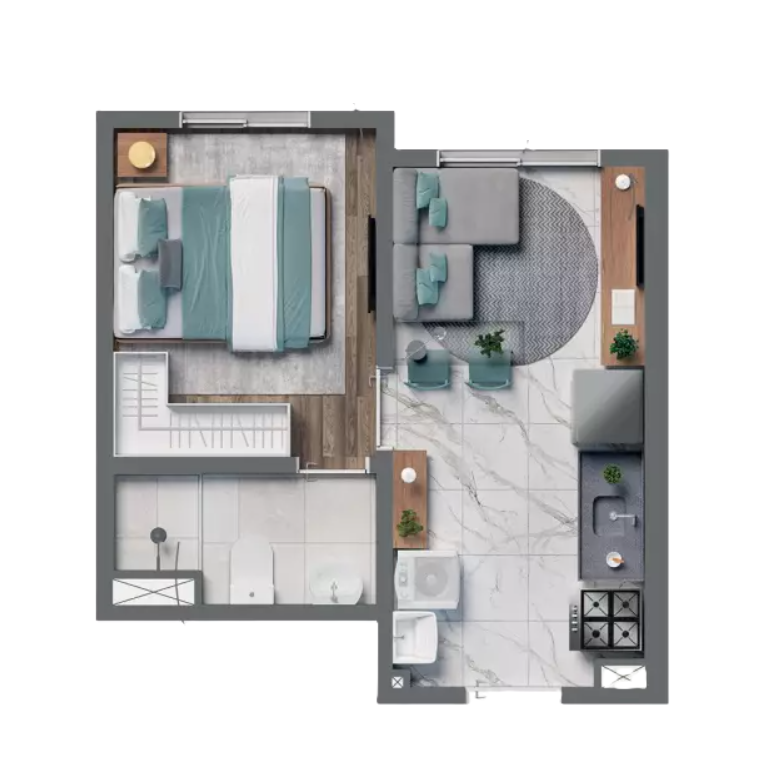 Planta 01 - 1 dorm 24m