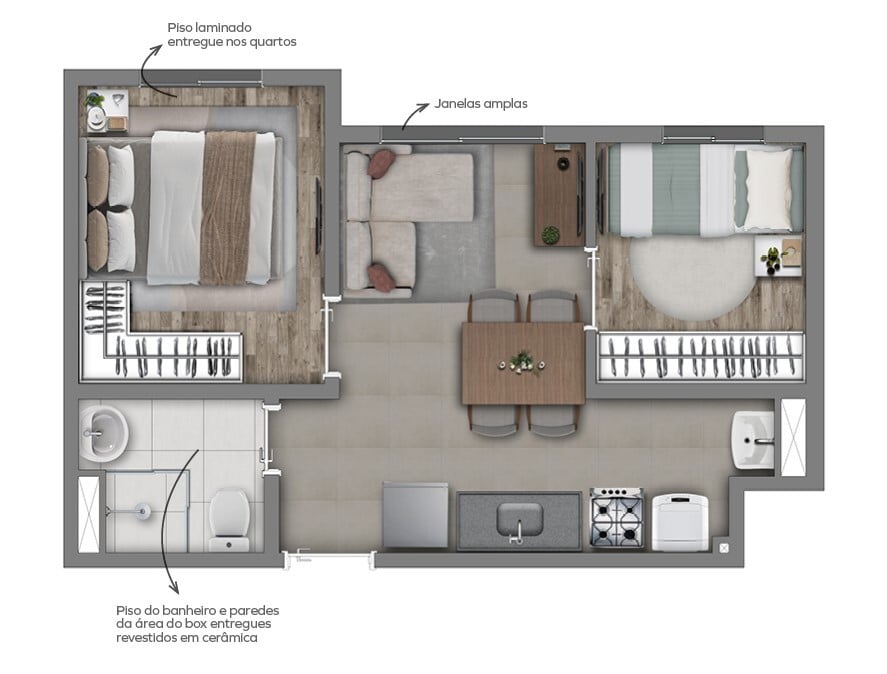 Planta 03 - 2 dorm 31m