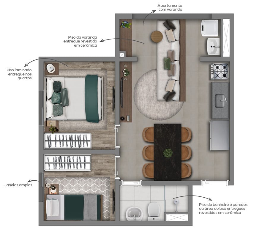 Planta 05 - 2 dorm 39,90m