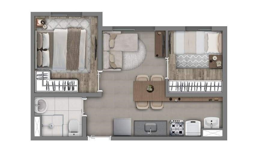 Planta 04 - 2 dorm 32,40m
