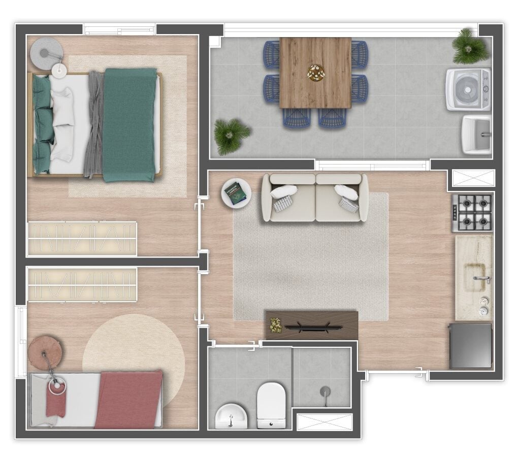 Planta 09 - 2 dorm 36,96m