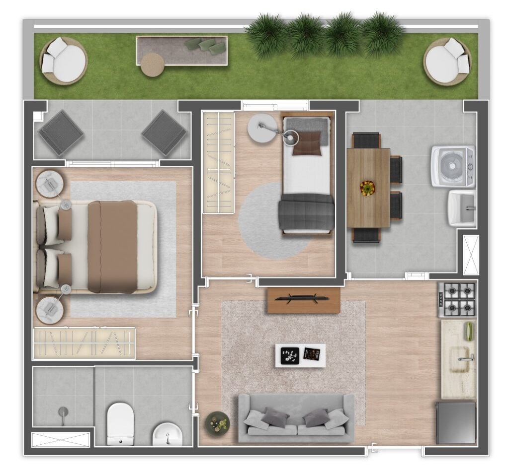 Planta 12 - 2 dorm 44,48m - garden