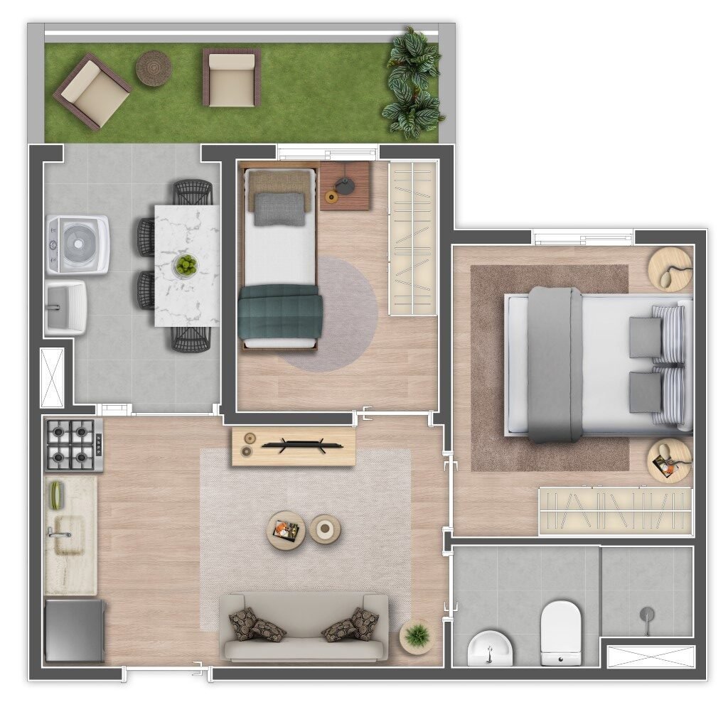 Planta 10 - 2 dorm 37,65m - garden