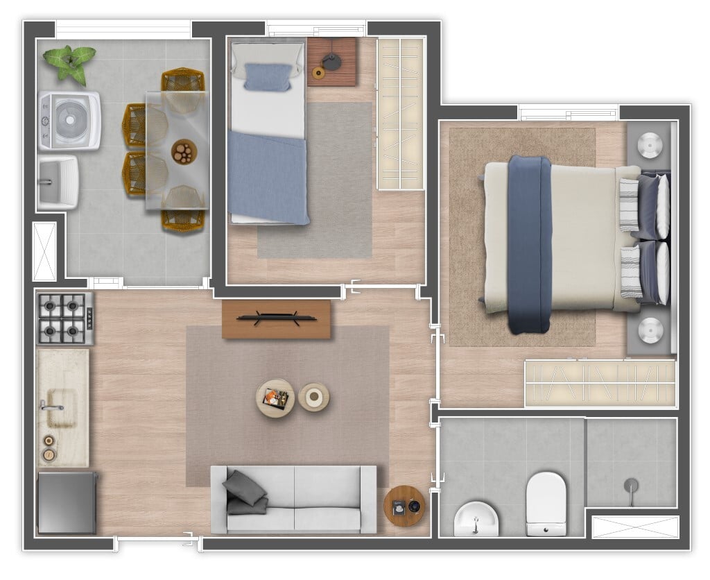 Planta 05 - 2 dorm 32,96m