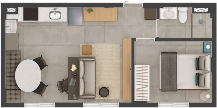 Planta 06 - 1 dorm 34m
