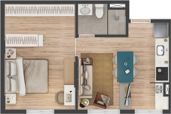 Planta 10 - 1 dorm 37m