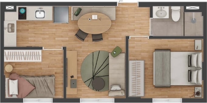 Planta 07 - 2 dorm 34m