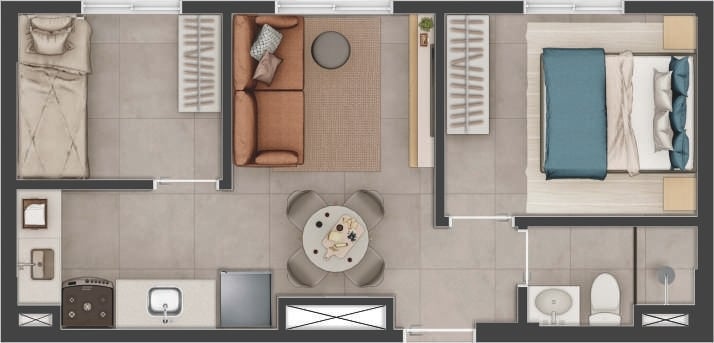 Planta 08 - 2 dorm 34m