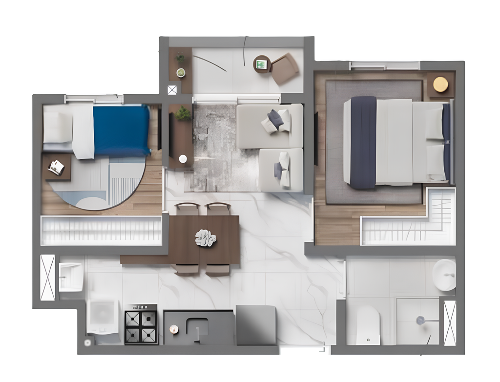 Planta 04 - 2 dorm 33,81m