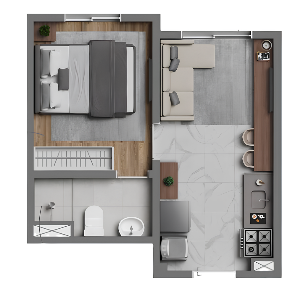 Planta 01 - 1 dorm 24,27m