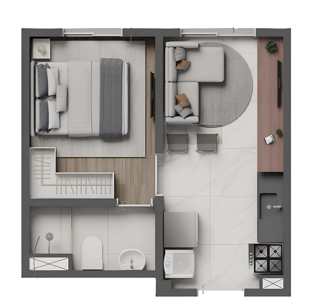 Planta 02 - 1 dorm 24,50m