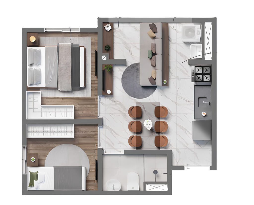 Planta 05 - 2 dorm 36,59m