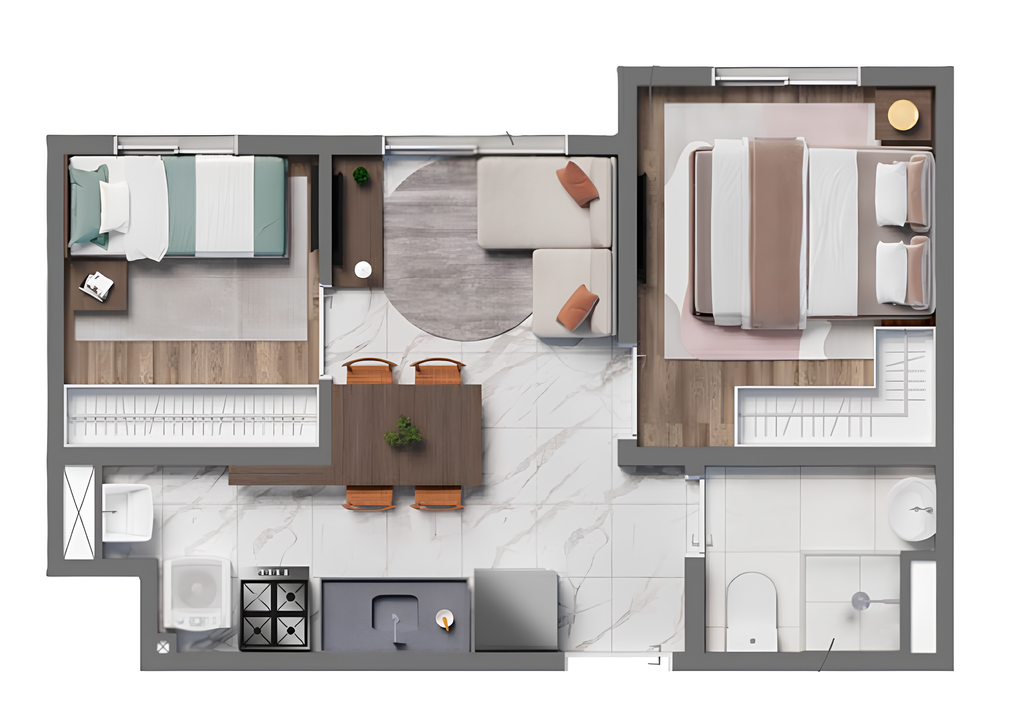 Planta 03 - 2 dorm 31,43m