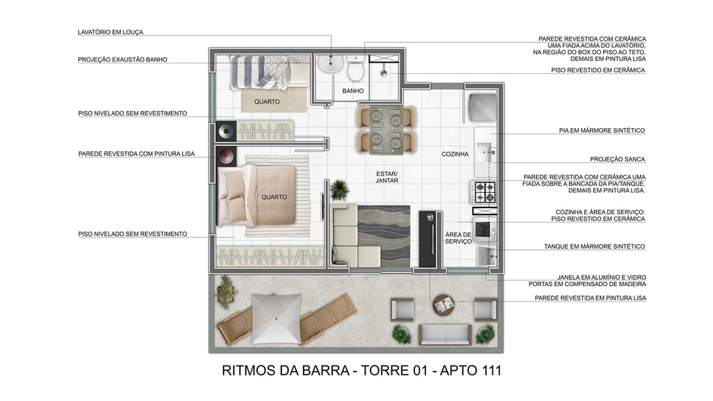 Planta 03 - 2 dorm 45m - garden