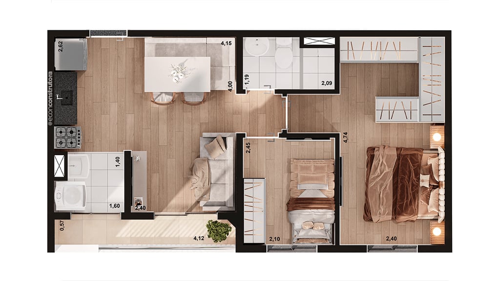 Planta 04 - 2 dorm 45m