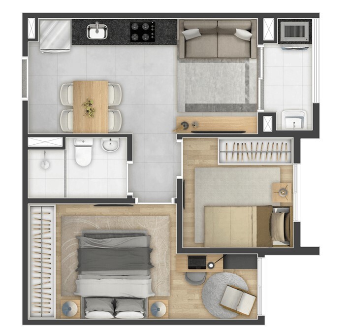 Planta 04 - 2 dorm 37,41m