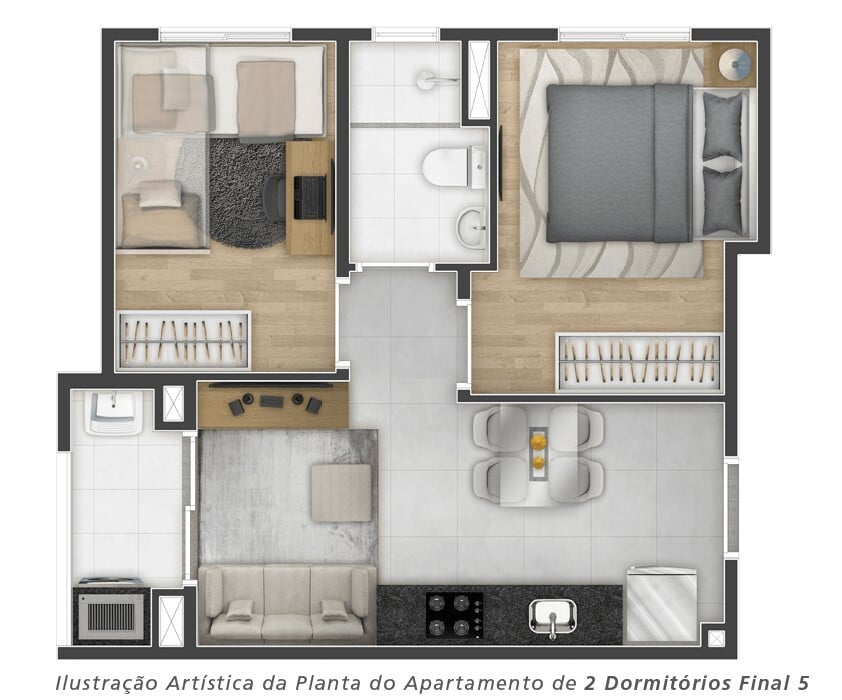 Planta 03 - 2 dorm 34,85m