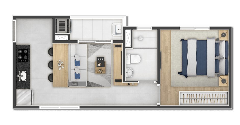 Planta 01 - 1 dorm 32,07m