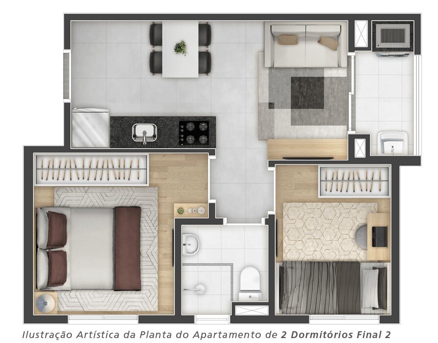 Planta 02 - 2 dorm 34,04m