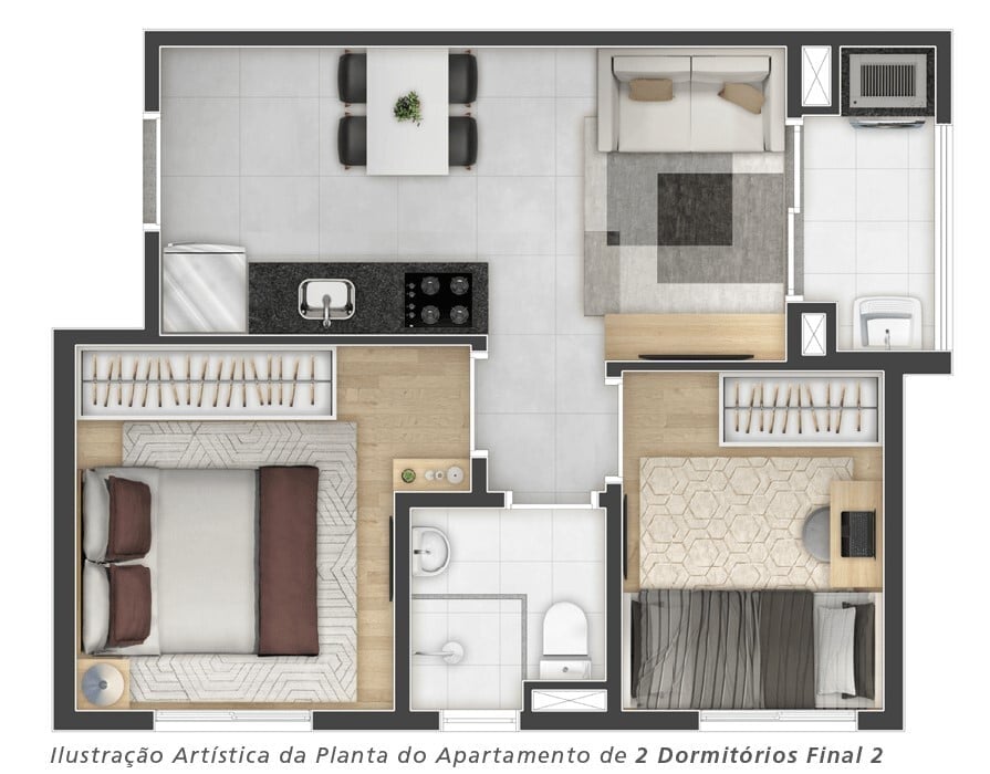 Planta 02 - 2 dorm 34,04m