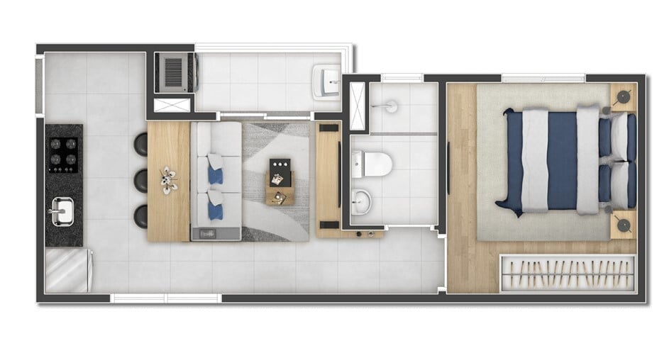 Planta 01 - 1 dorm 32,07m