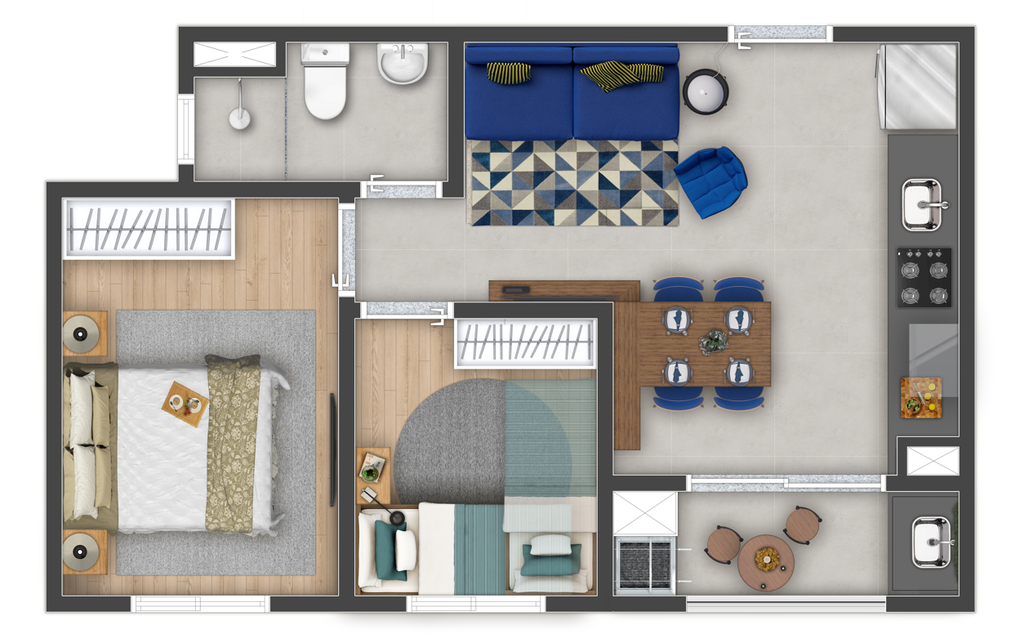 Planta 02 - 2 dorm 37,55m