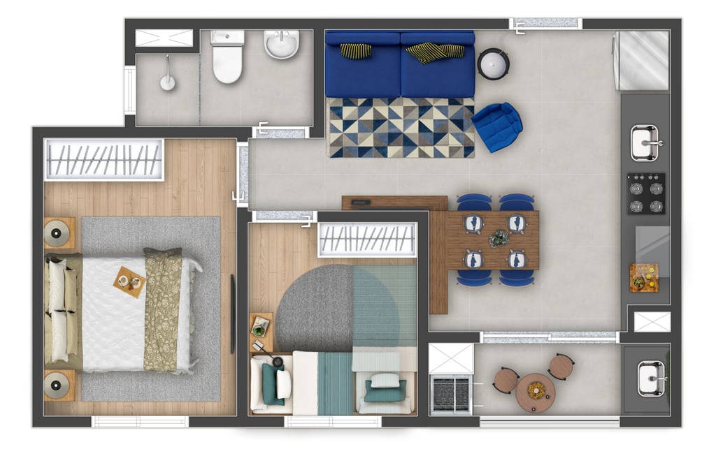 Planta 02 - 2 dorm 37,55m