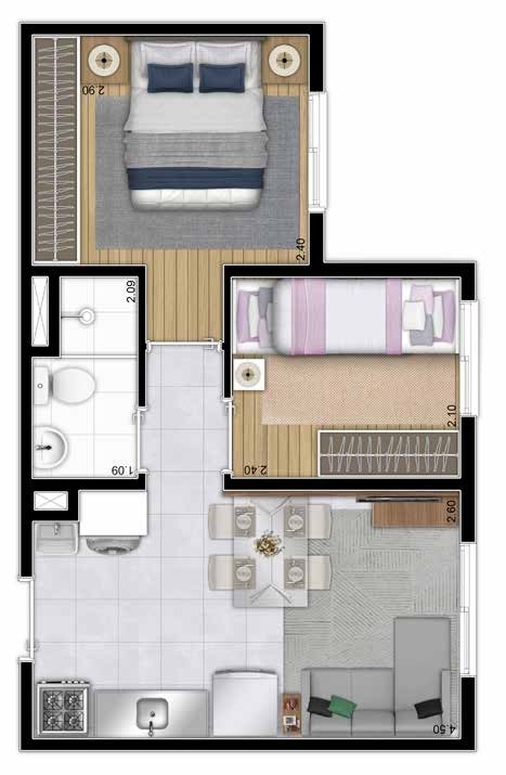 Planta 02 - 2 dorm 32,20m