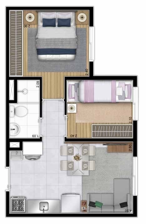 Planta 02 - 2 dorm 32,20m