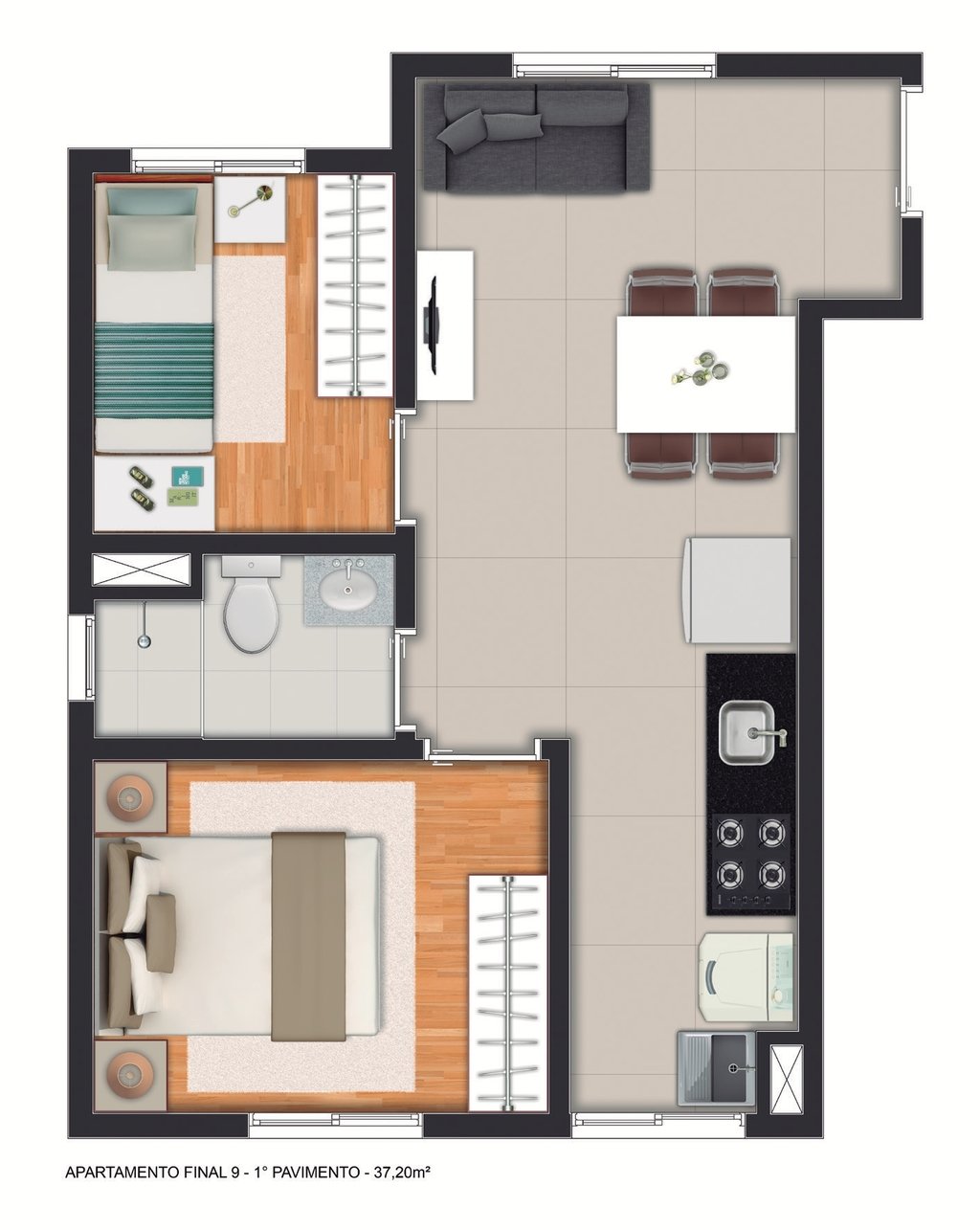 Planta 08 - 2 dorm 37,20m