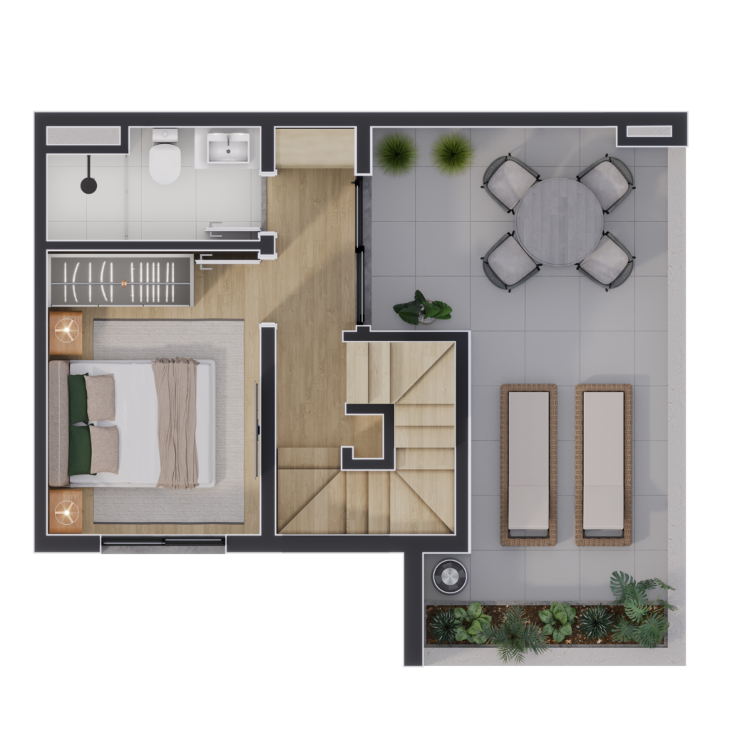 Planta 12 - 2 dorm 73,77m - cobertura duplex - superior