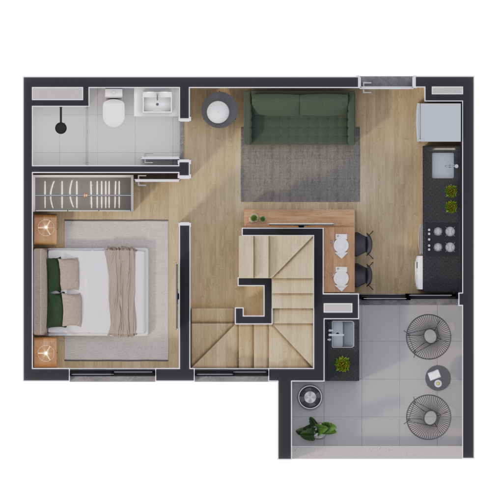 Planta 11 - 2 dorm 73,77m - cobertura duplex - inferior