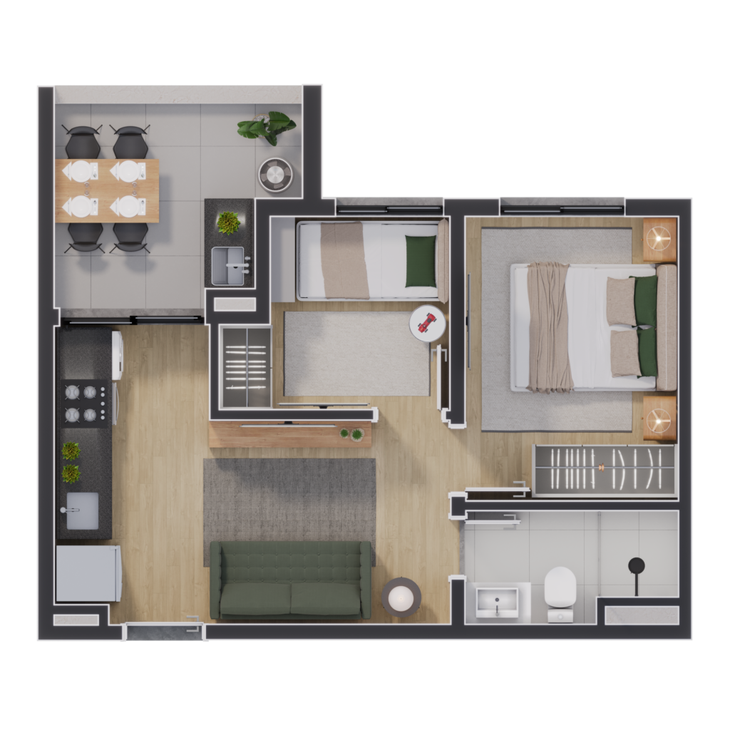 Planta 02 - 2 dorm 37,09m
