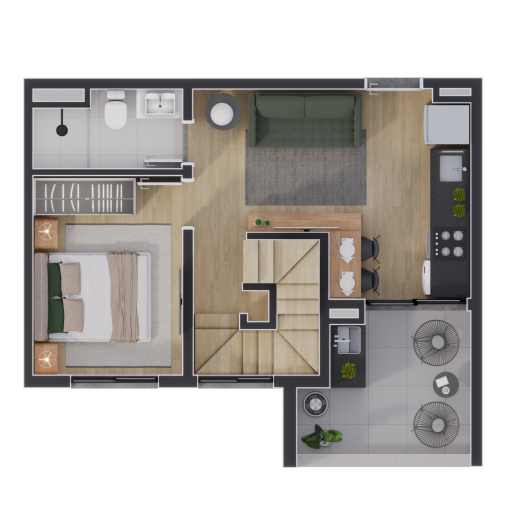 Planta 11 - 2 dorm 73,77m - cobertura duplex - inferior