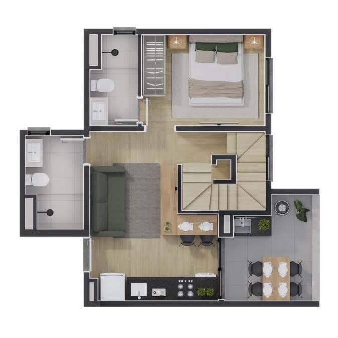 Planta 13 - 2 dorm 81,54m - cobertura duplex - inferior
