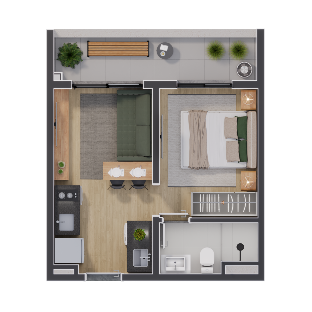 Planta 01 - 1 dorm 30,82m