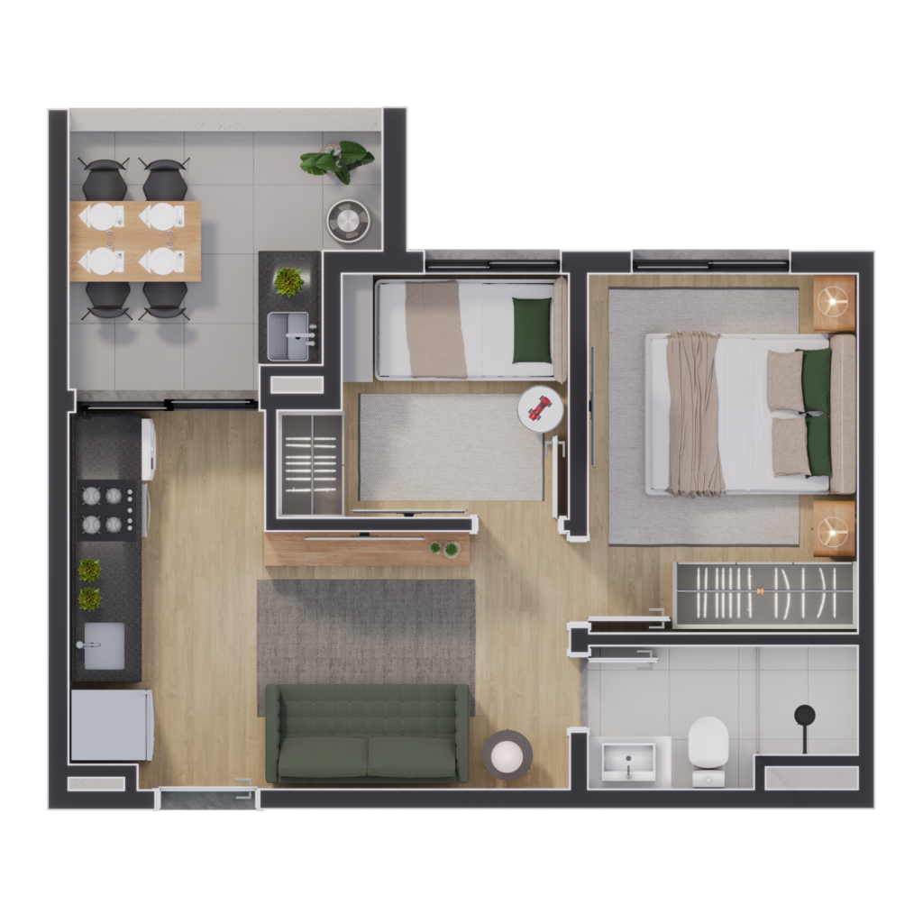 Planta 02 - 2 dorm 37,09m